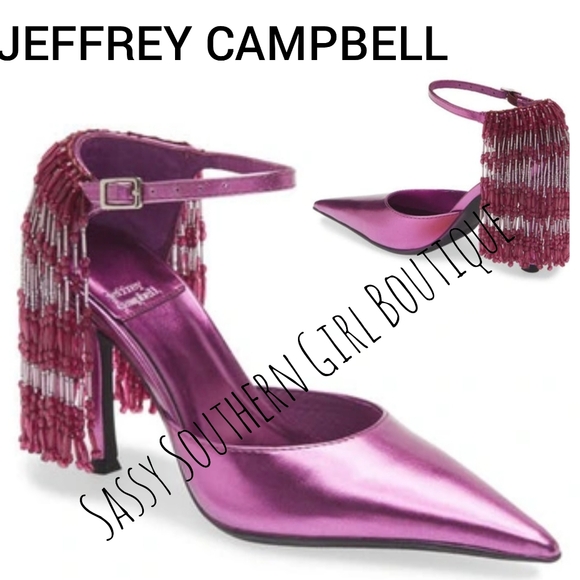 🆕⭐ Jeffrey Campbell purple showstopper beaded heels - Picture 2 of 15